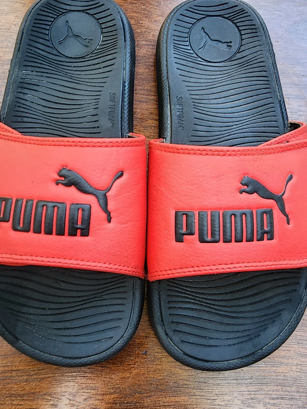 Puma Cool Cat V Slides Red Black Softfoam Adjustable Strap Sandals 5C